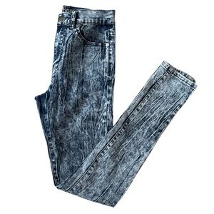 Revolt Blue Acid Wash High Rise Stretch Skinny Jeans Juniors Size 1/2